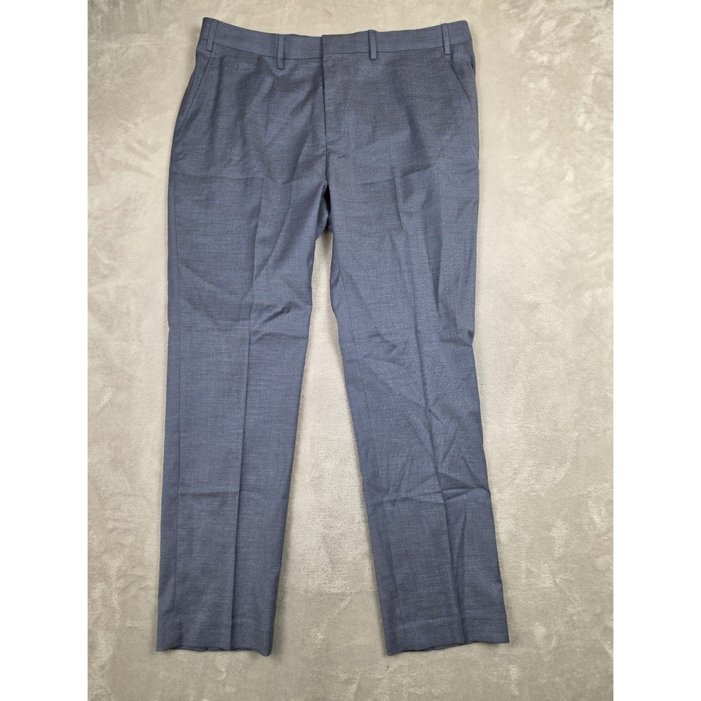 Calvin Klein Dress Pants Men 38x30 Blue Slim Fit Flat Front Poly Blend